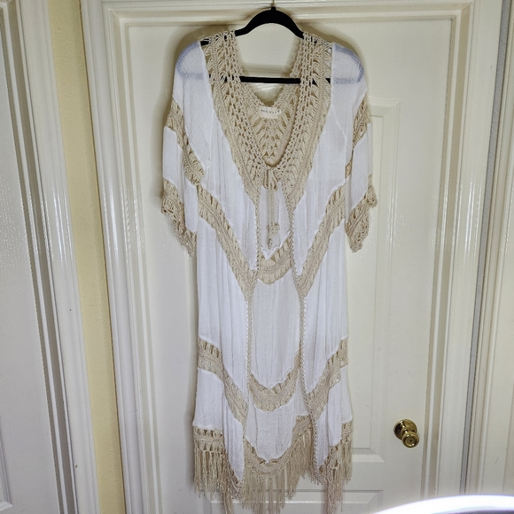 Dreamers Cardigan BeachCoverup Crochet Boho Duster - Picture 2 of 5